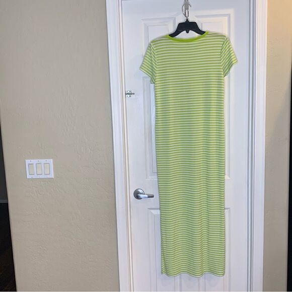 Michael Michael Kors Neon Green Striped Maxi Dress Size Medium - Picture 4 of 8